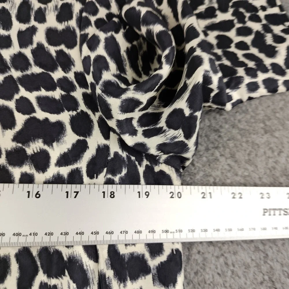Kate Spade Sz 14 Silk Shift Dress Animal Print Black White Keyhole Back Tie